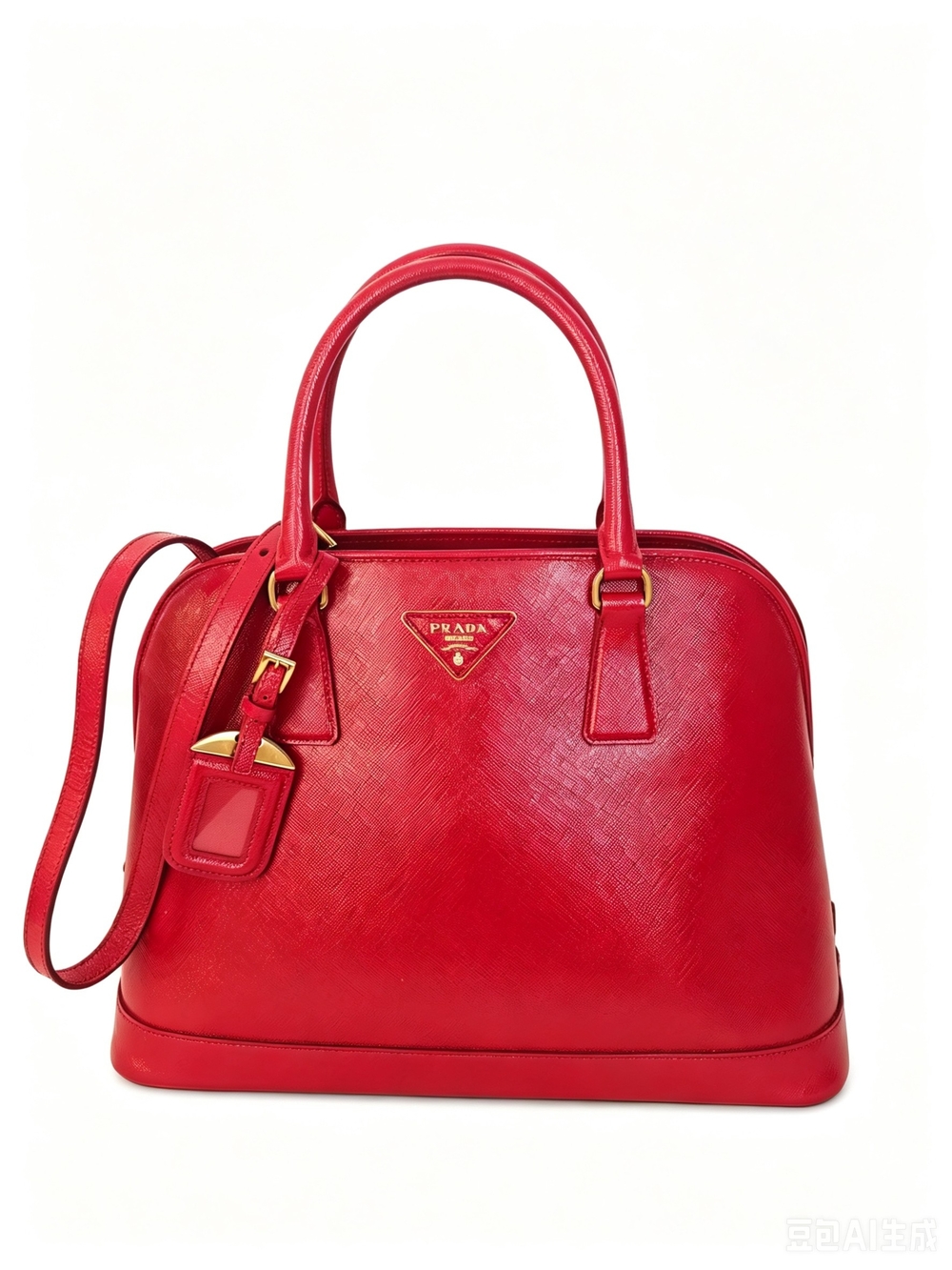 Prada Red Saffiano Leather Dome Satchel